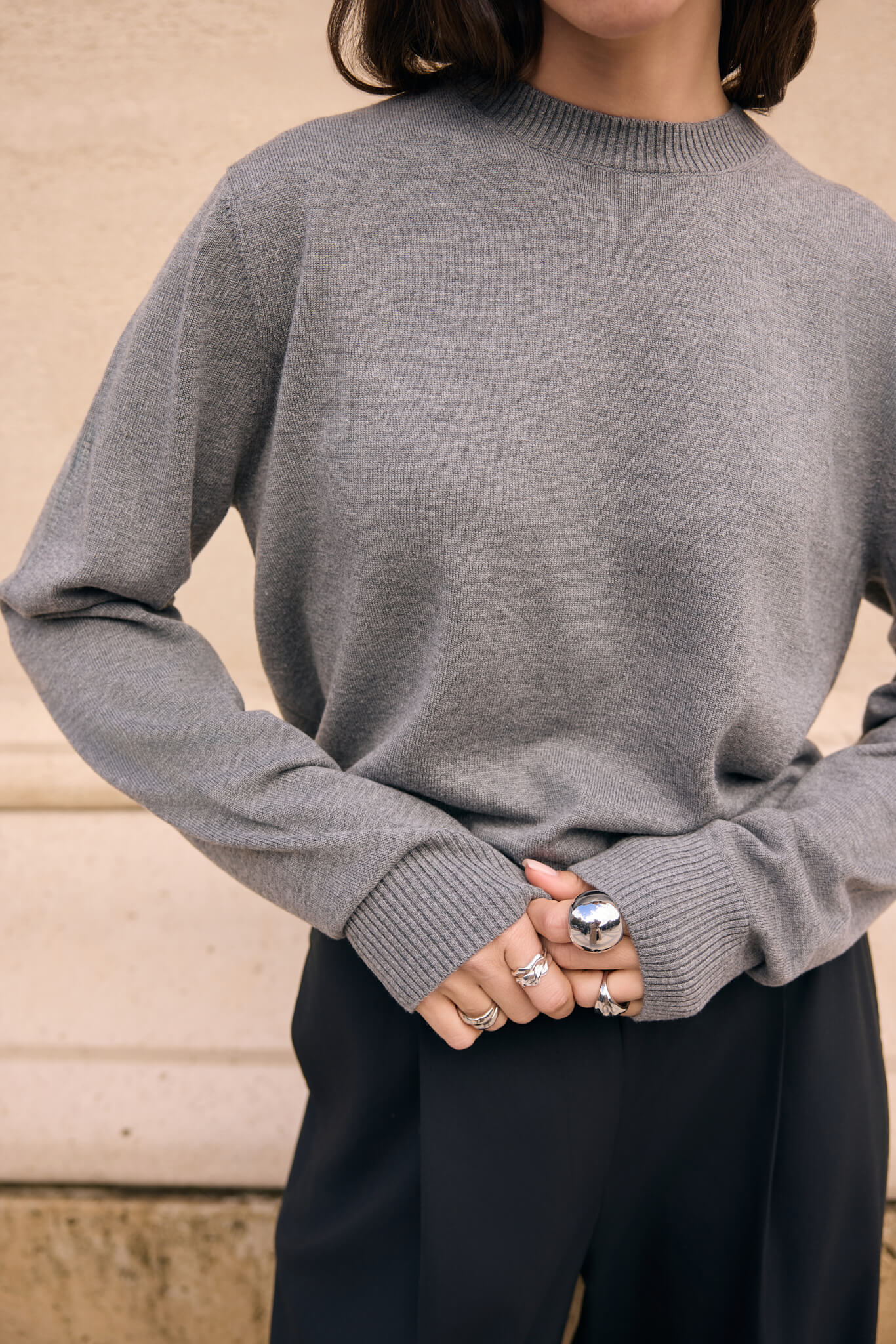 WOOL SWEATER WITH SILK IN GREY