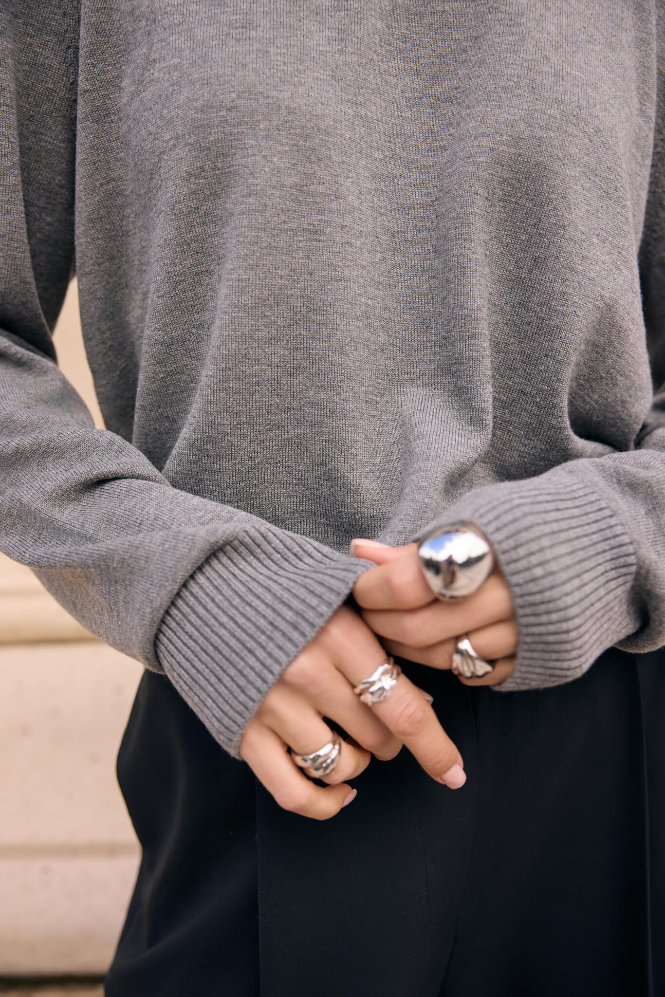 WOOL SWEATER WITH SILK IN GREY