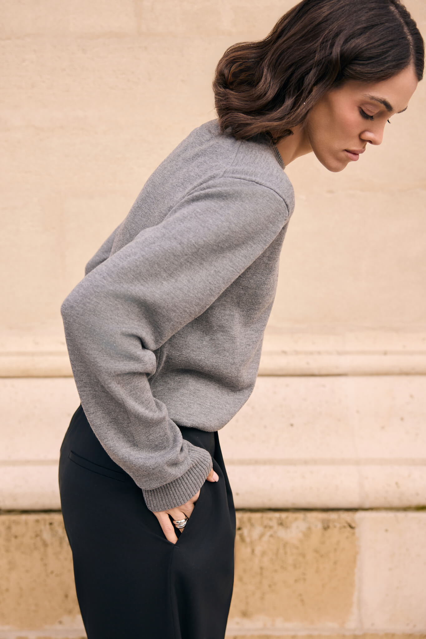 WOOL SWEATER WITH SILK IN GREY