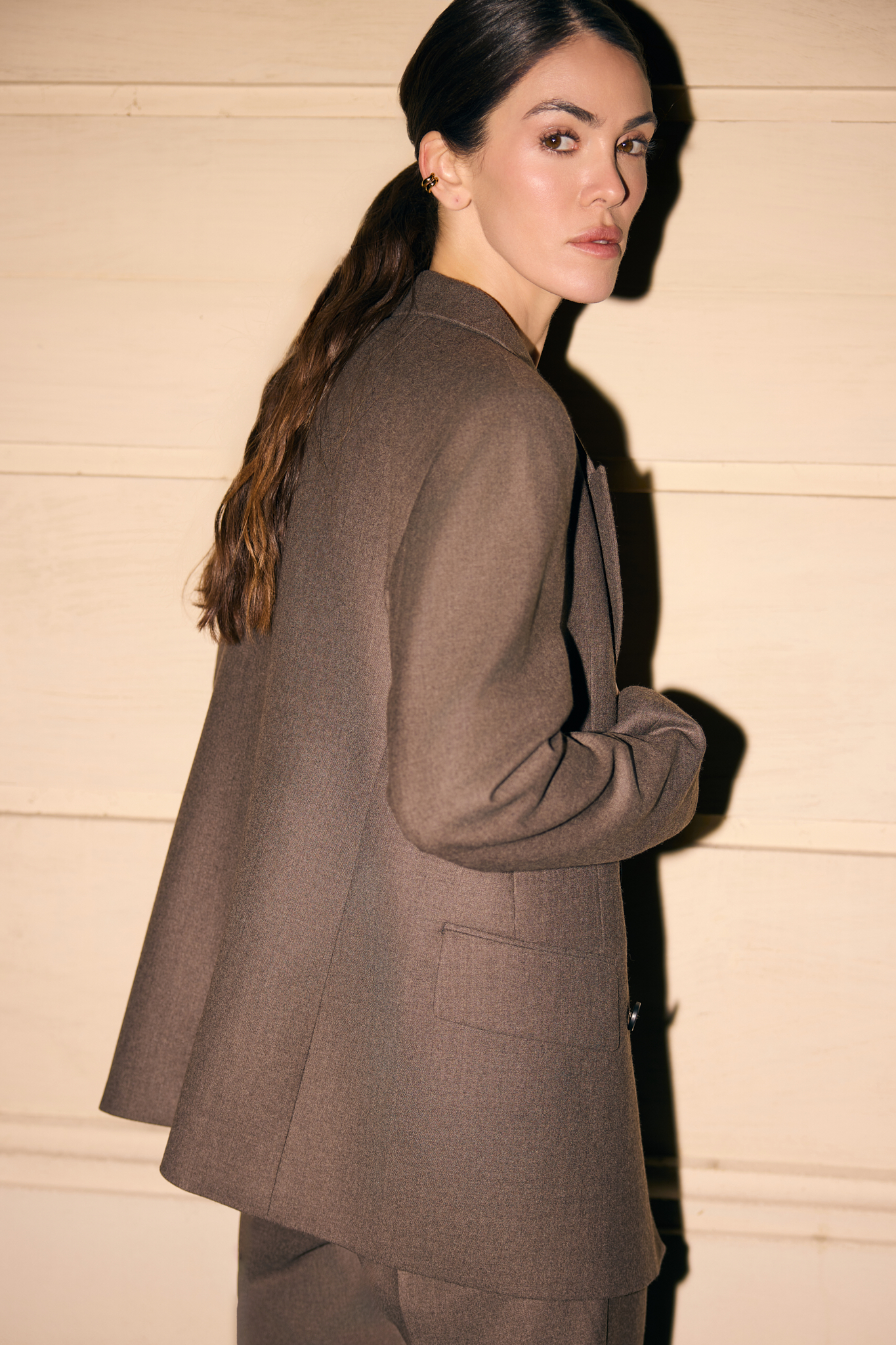 WOOL SUIT BLAZER IN BROWN